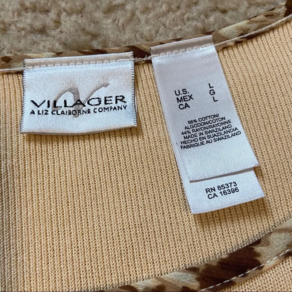 Villager A Liz Claiborne Co 1-Piece Sweater Beige Brown Sz Lrg - Picture 3 of 12